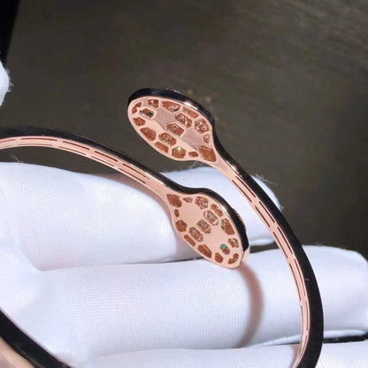 [Ornora Jewelry]SERPENTI BRACELET PINK GOLD MALACHITE DIAMOND DOUBLE SNAKE