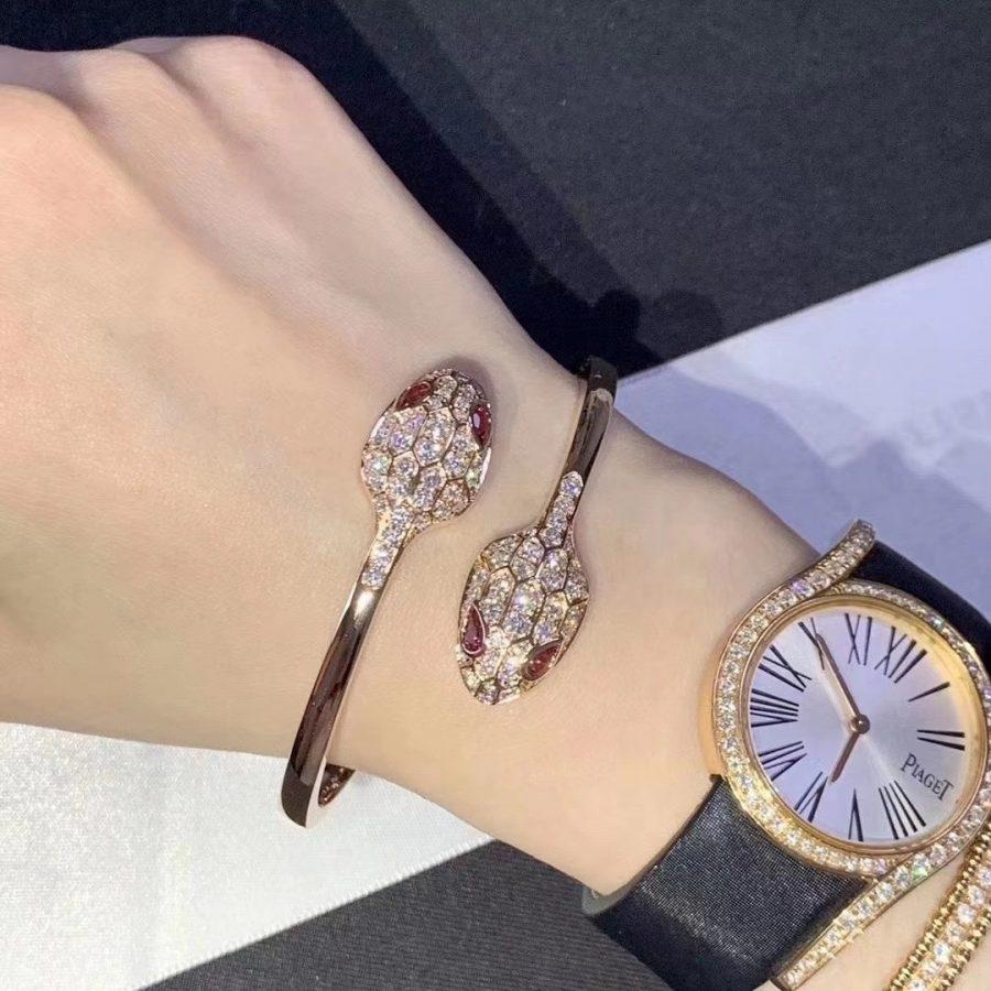 [Ornora Jewelry]SERPENTI BRACELET PINK GOLD DIAMOND DOUBLE SNAKE