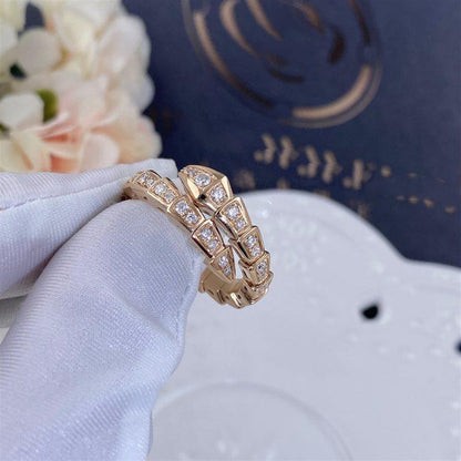[Ornora Jewelry]SERPENTI RING PINK GOLD DIAMOND PAVED 4MM