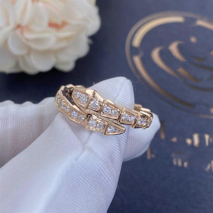 [Ornora Jewelry]SERPENTI RING PINK GOLD DIAMOND PAVED 4MM