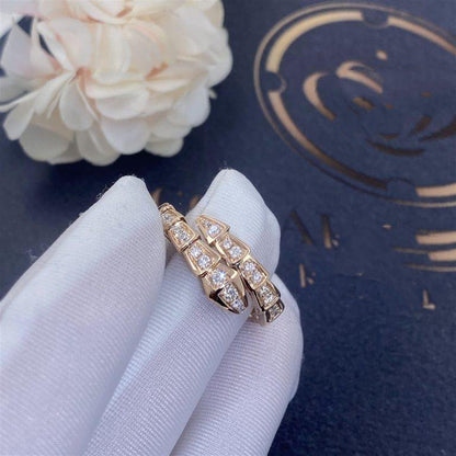 [Ornora Jewelry]SERPENTI RING PINK GOLD DIAMOND PAVED 4MM