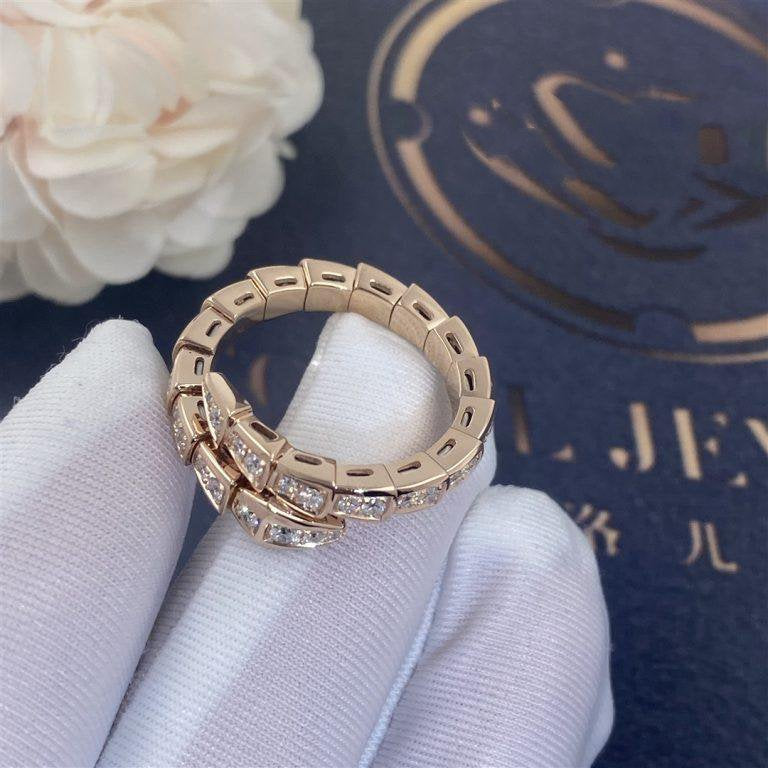 [Ornora Jewelry]SERPENTI RING PINK GOLD DIAMOND PAVED 4MM