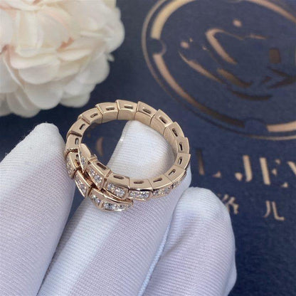 [Ornora Jewelry]SERPENTI RING PINK GOLD DIAMOND PAVED 4MM