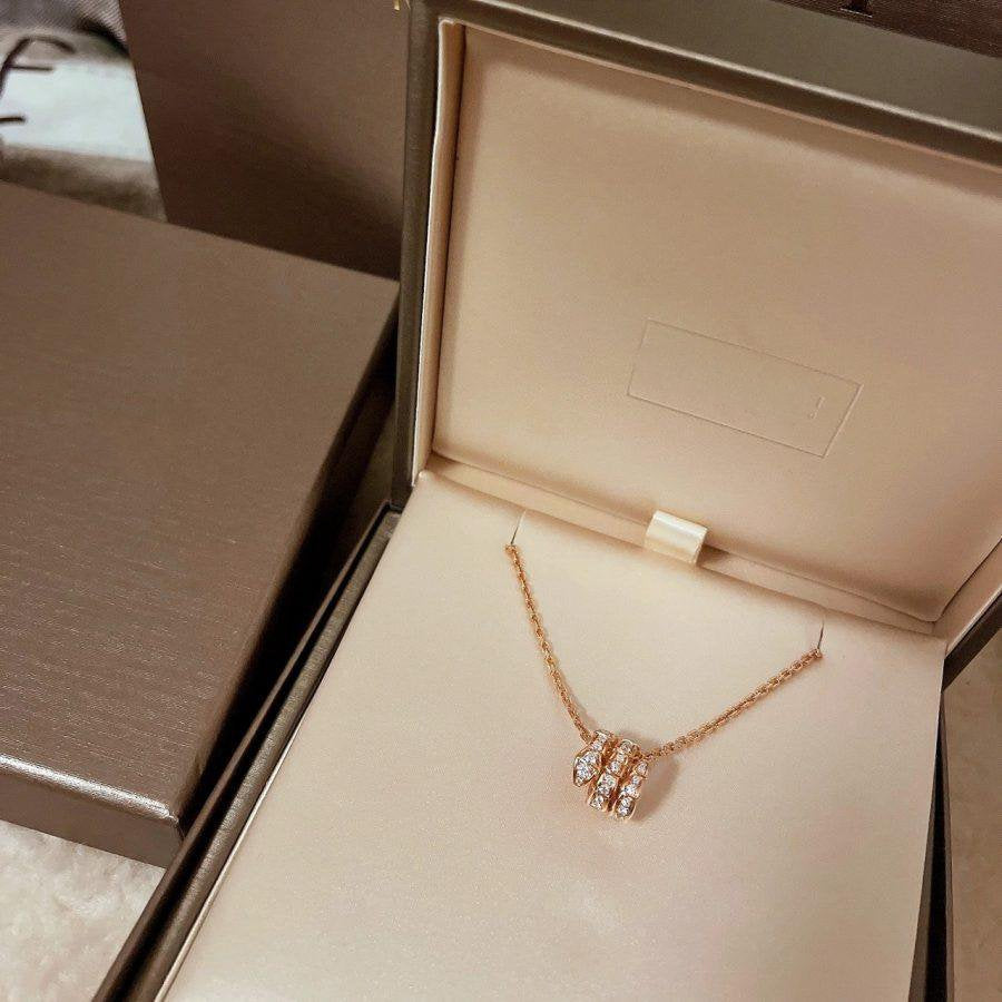 [Ornora Jewelry]SERPENTI PINK GOLD NECKLACE DOUBLE RING DIAMOND