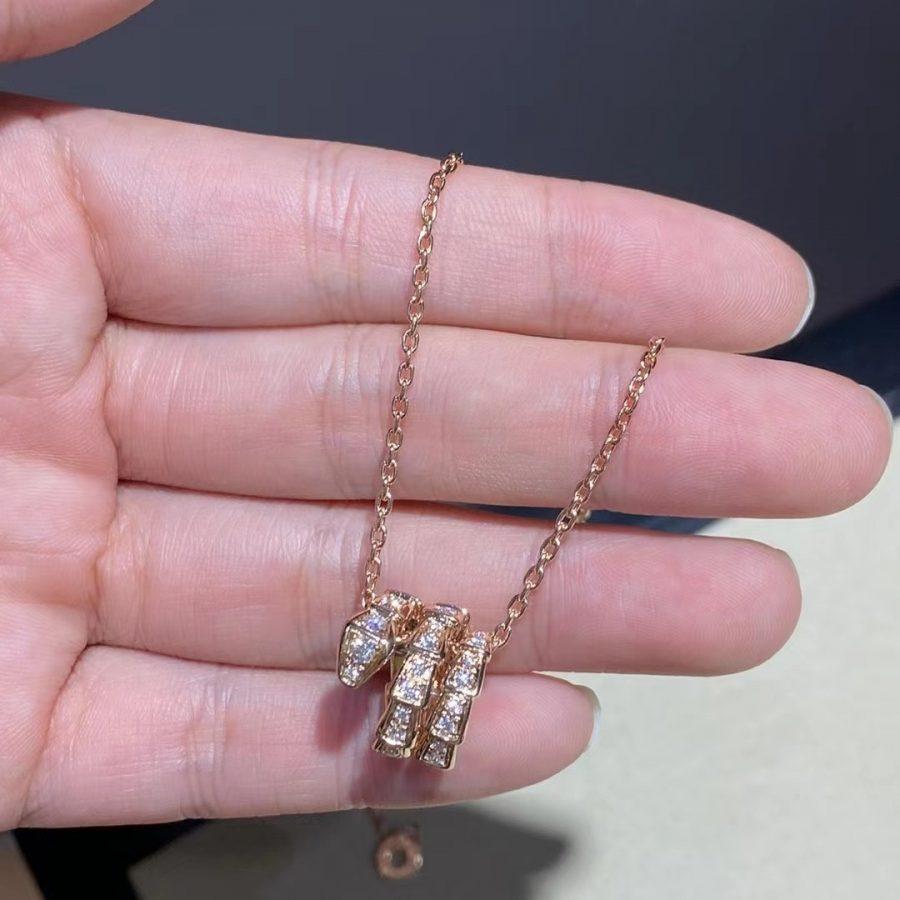 [Ornora Jewelry]SERPENTI PINK GOLD NECKLACE DOUBLE RING DIAMOND