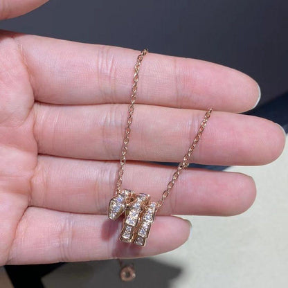[Ornora Jewelry]SERPENTI PINK GOLD NECKLACE DOUBLE RING DIAMOND