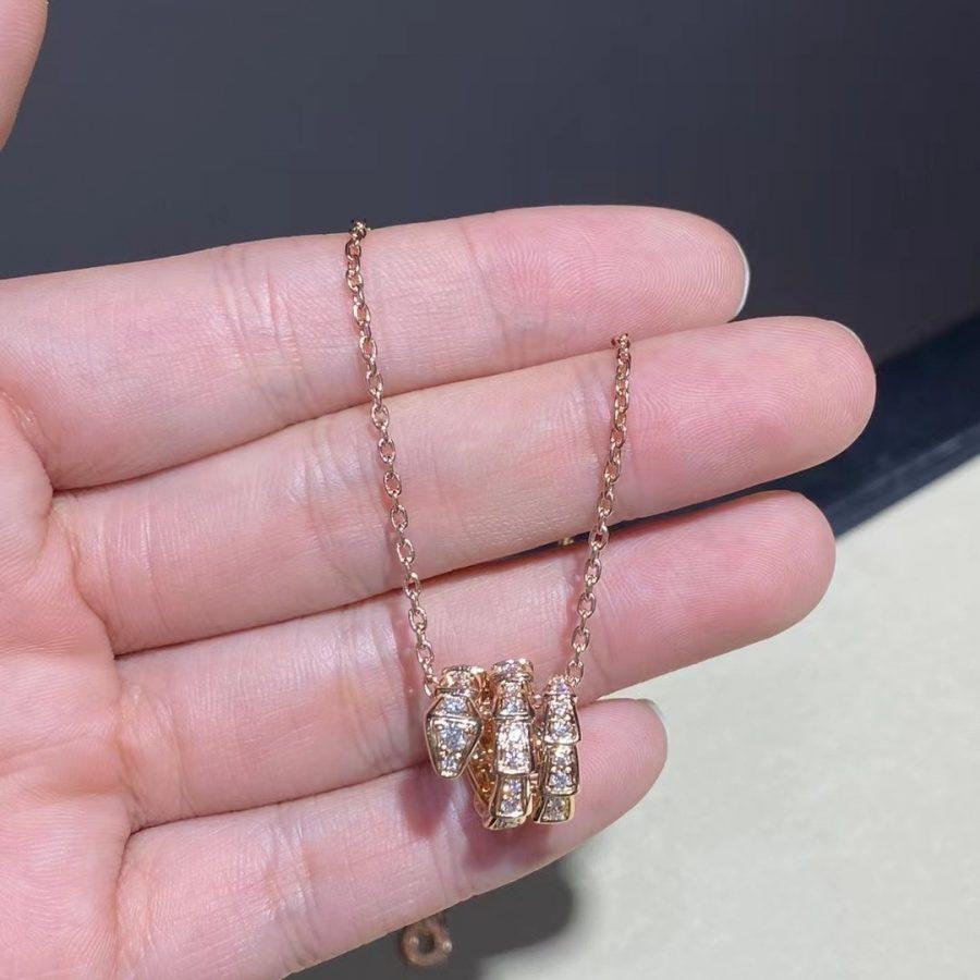 [Ornora Jewelry]SERPENTI PINK GOLD NECKLACE DOUBLE RING DIAMOND