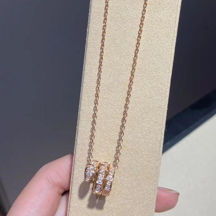 [Ornora Jewelry]SERPENTI PINK GOLD NECKLACE DOUBLE RING DIAMOND