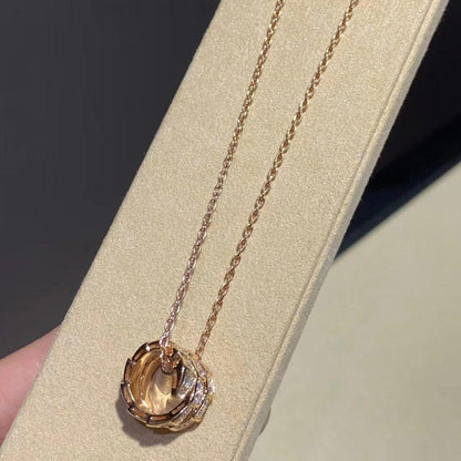 [Ornora Jewelry]SERPENTI PINK GOLD NECKLACE DOUBLE RING DIAMOND