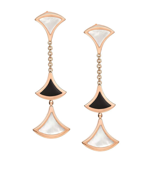 [Ornora Jewelry]DREAM EARRINGS 3 MOTIFS ONYX MOP PINK GOLD