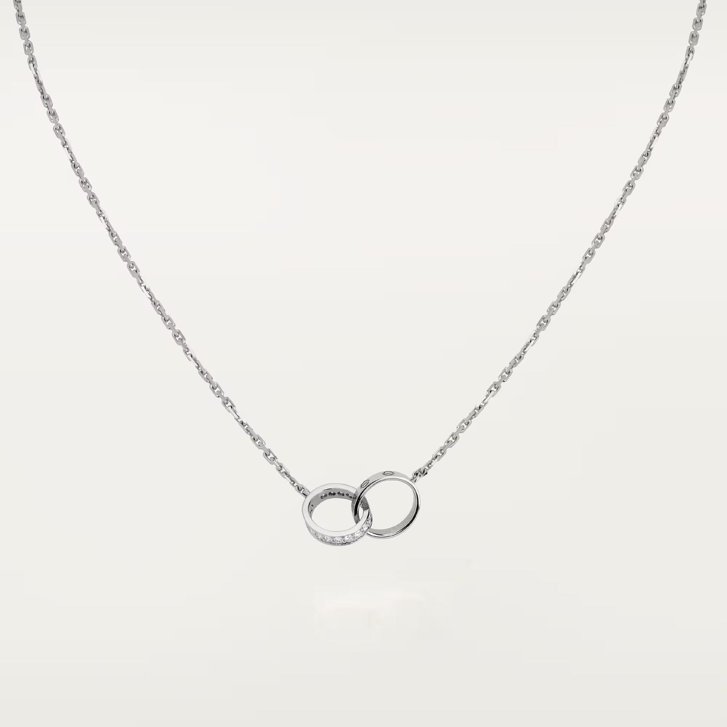 [Ornora Jewelry]LOVE DOUBLE RING HALF DIAMOND NECKLACE