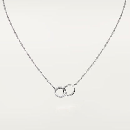 [Ornora Jewelry]LOVE DOUBLE RING HALF DIAMOND NECKLACE