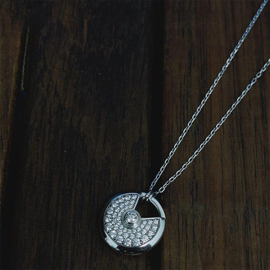 [Ornora Jewelry]AMULETTE SILVER FULL DIAMOND NECKLACE
