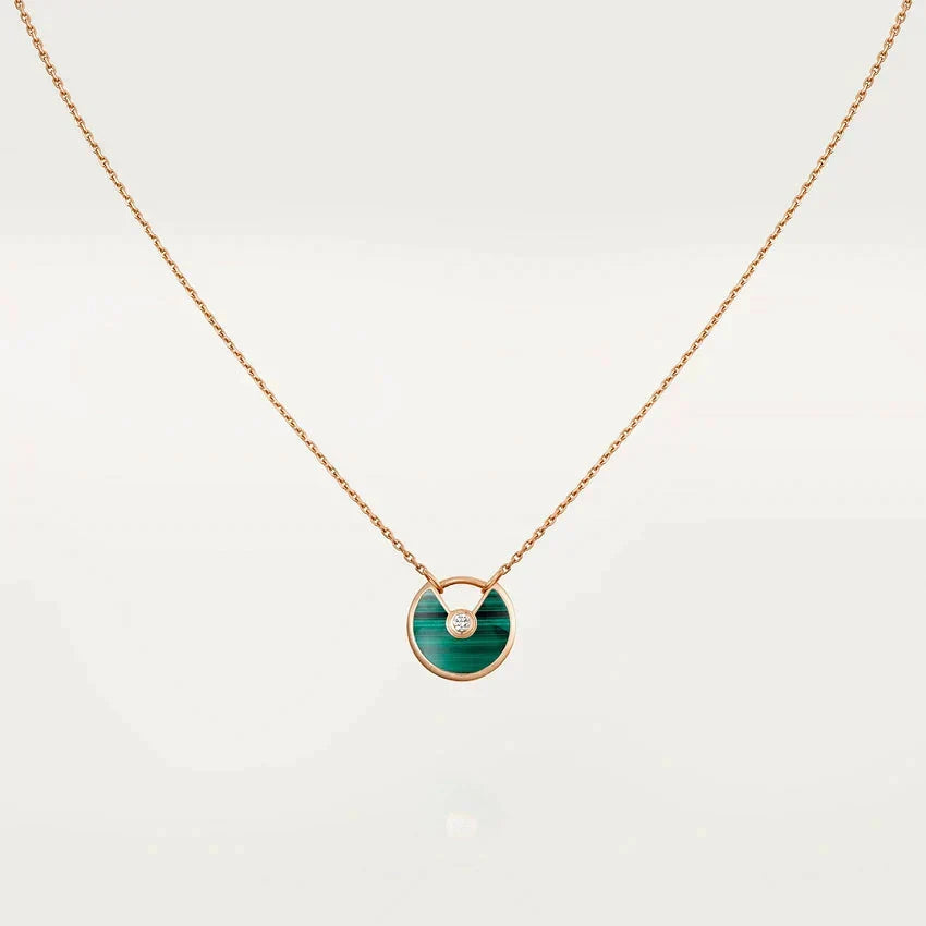 [Ornora Jewelry]AMULETTE ROSE GOLD MALACHITE NECKLACE