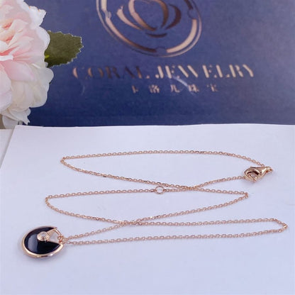 [Ornora Jewelry]AMULETTE ROSE GOLD ONYX NECKLACE