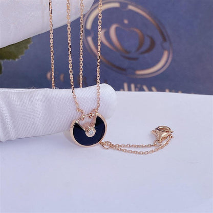 [Ornora Jewelry]AMULETTE ROSE GOLD ONYX NECKLACE