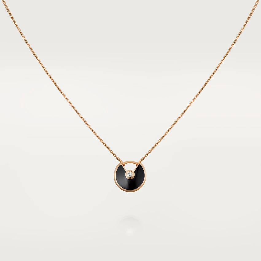 [Ornora Jewelry]AMULETTE ROSE GOLD ONYX NECKLACE