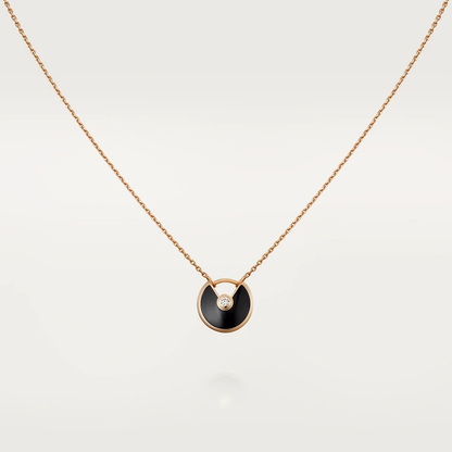 [Ornora Jewelry]AMULETTE ROSE GOLD ONYX NECKLACE