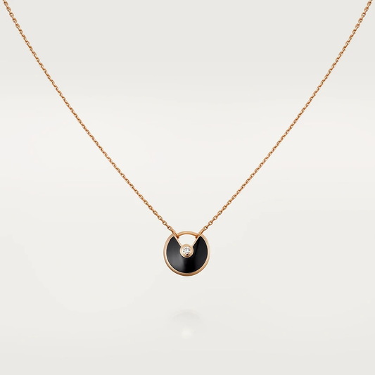 [Ornora Jewelry]AMULETTE ROSE GOLD ONYX NECKLACE