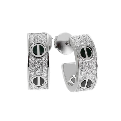 [Ornora Jewelry]LOVE CERAMIC DIAMOND PAVED SILVER EARRINGS