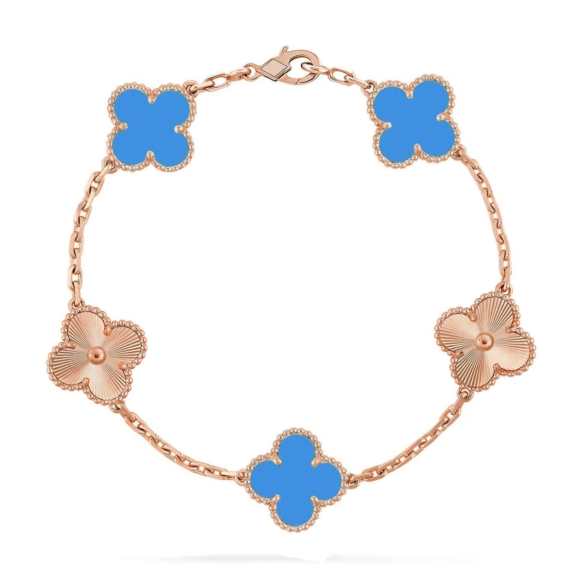 [Ornora Jewelry] CLOVER 5 MOTIF BLUE AGATE BRACELET COLLECTION