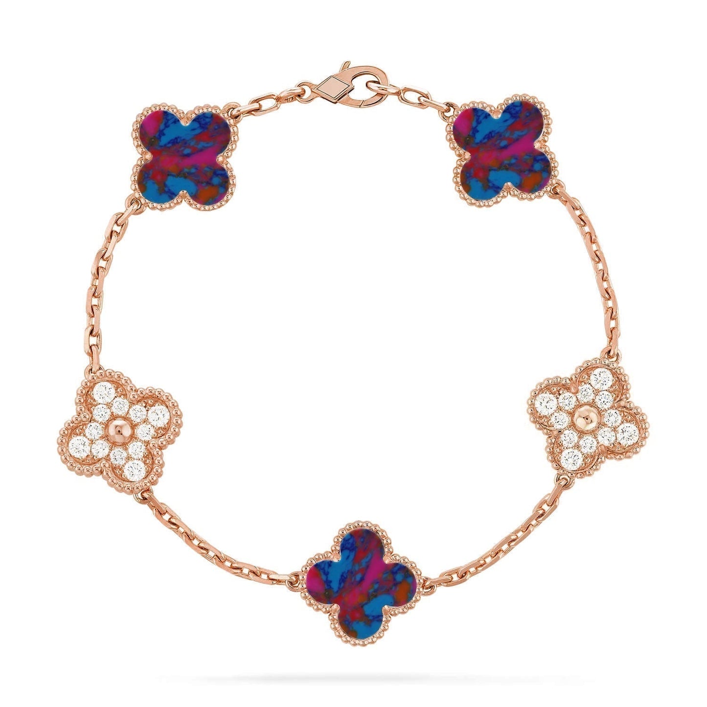 [Ornora Jewelry]CLOVER 5 MOTIF COLOR GEMSTONES BRACELET COLLECTION