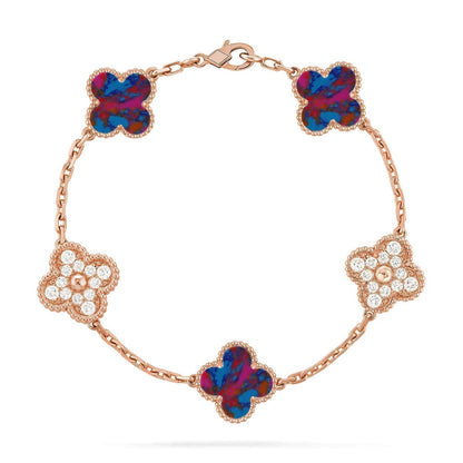 [Ornora Jewelry]CLOVER 5 MOTIF COLOR GEMSTONES BRACELET COLLECTION