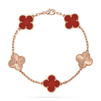 [Ornora Jewelry] CLOVER 5 MOTIF RED CORNELIAN BRACELET COLLECTION