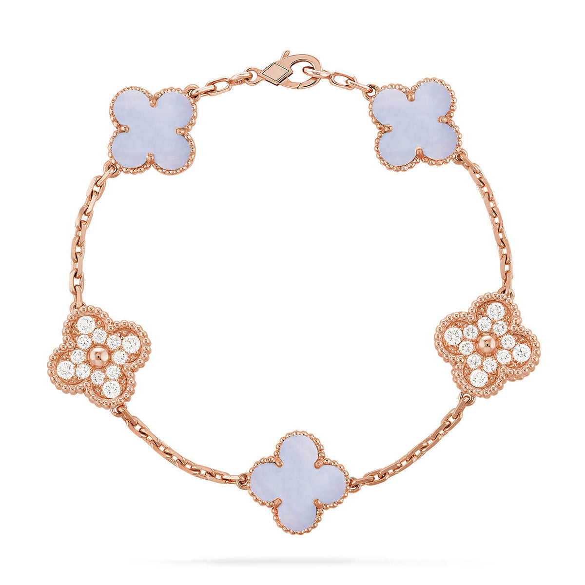 [Ornora Jewelry] CLOVER 5 MOTIF PURPLE CHALCEDONY BRACELET COLLECTION