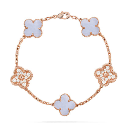 [Ornora Jewelry] CLOVER 5 MOTIF PURPLE CHALCEDONY BRACELET COLLECTION
