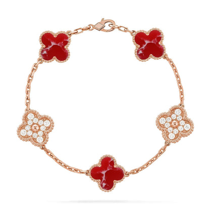 [Ornora Jewelry]CLOVER 5 MOTIF RED PATTERN BRACELET COLLECTION