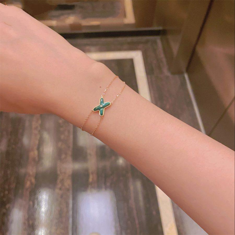 [Ornora Jewelry]JEUX BRACELET MALACHITE PINK GOLD 1 DIAMOND