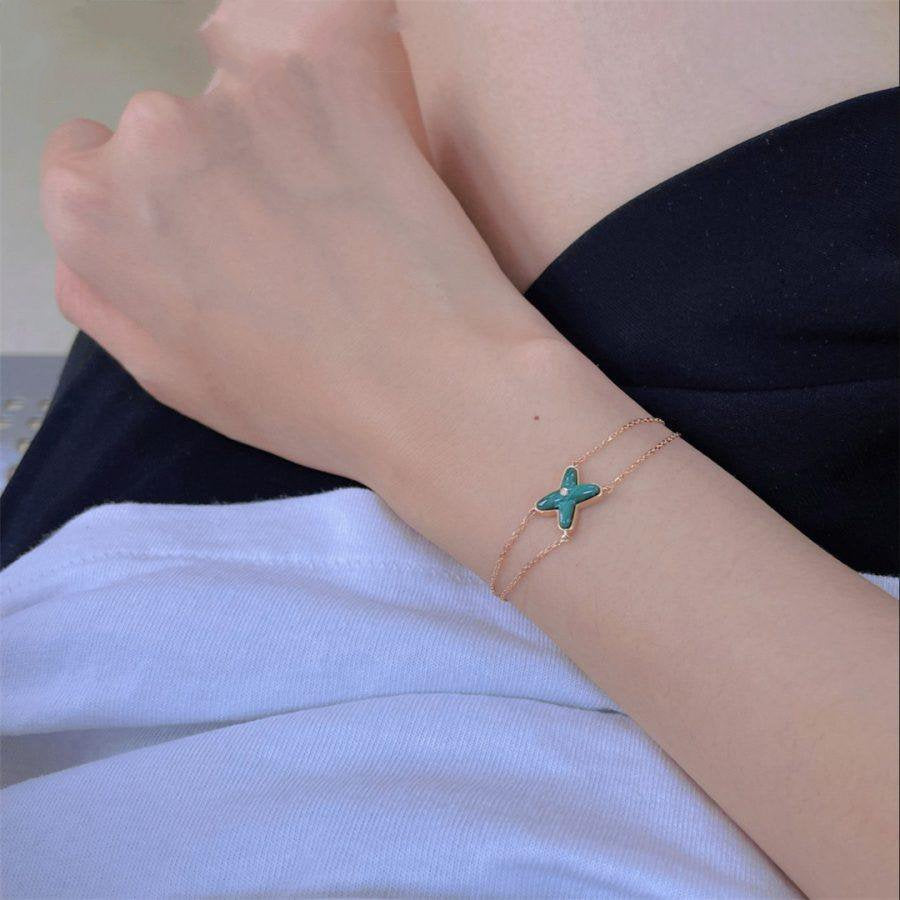 [Ornora Jewelry]JEUX BRACELET MALACHITE PINK GOLD 1 DIAMOND