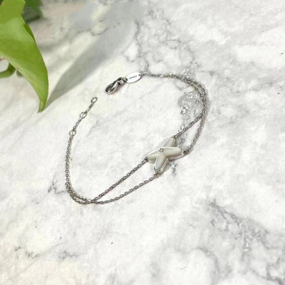 [Ornora Jewelry]JEUX BRACELET WHITE MOP SILVER 1 DIAMOND