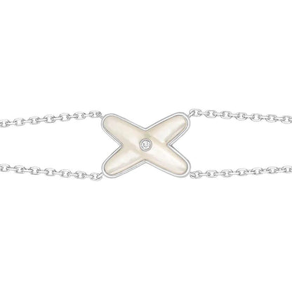 [Ornora Jewelry]JEUX BRACELET WHITE MOP SILVER 1 DIAMOND