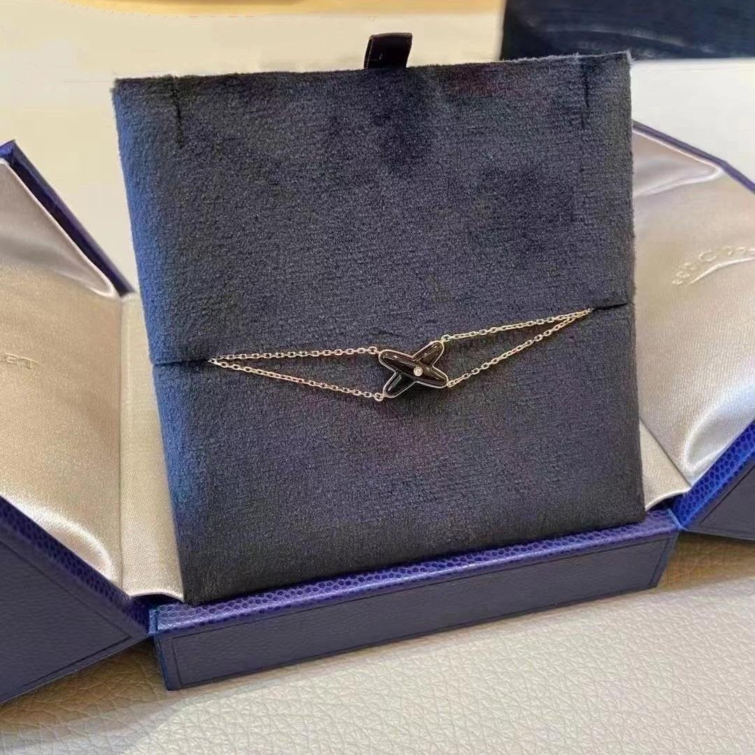 [Ornora Jewelry]JEUX BRACELET ONYX PINK GOLD 1 DIAMOND