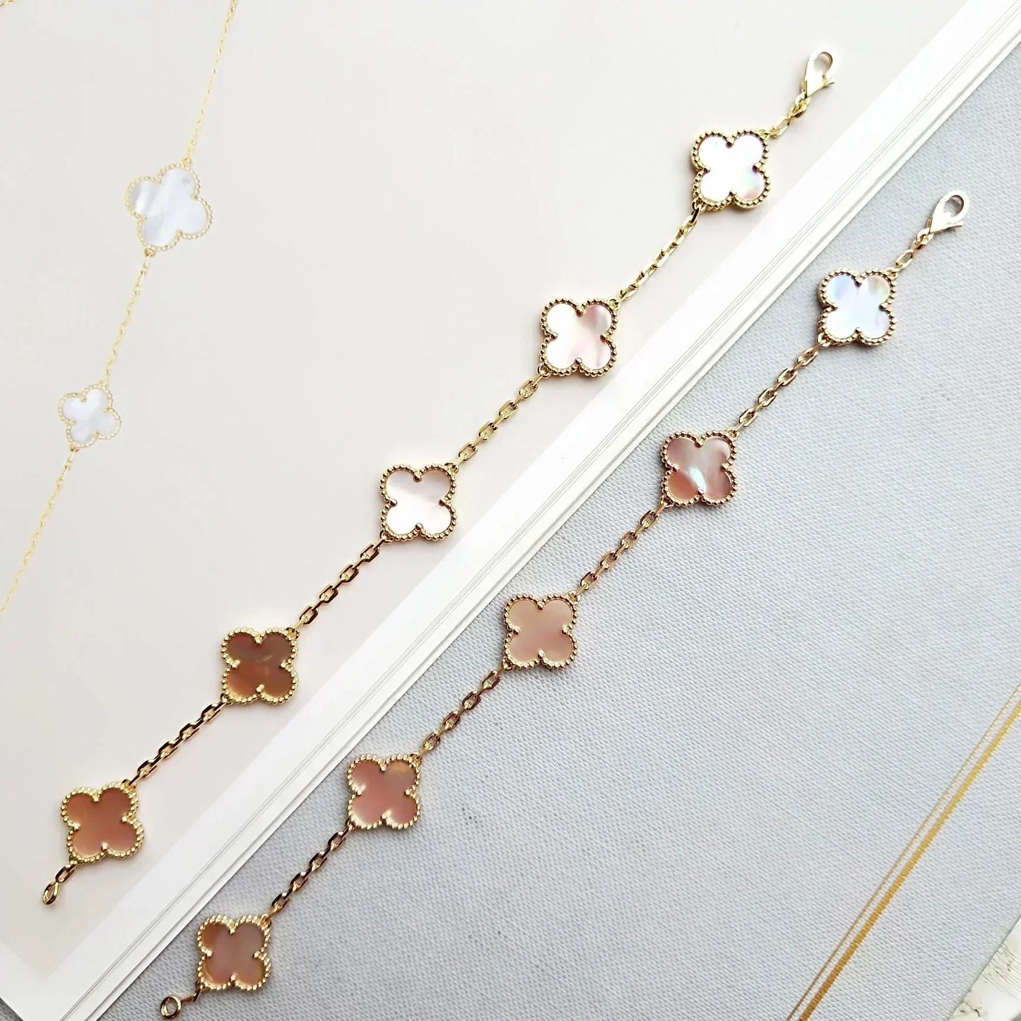 [Ornora Jewelry] CLOVER 5 MOTIFS  PINK MOP BRACELET COLLECTION