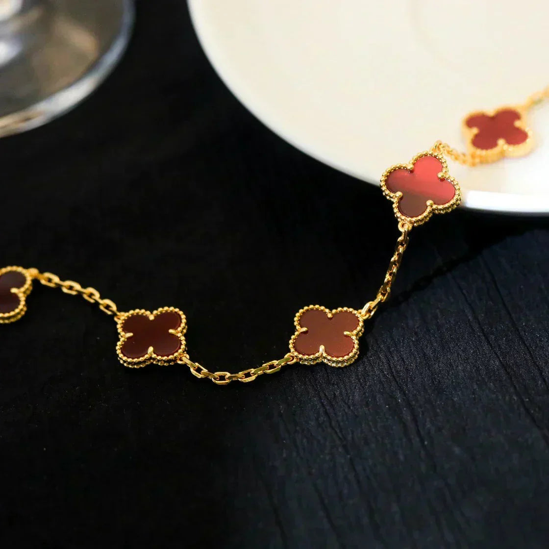 [Ornora Jewelry] CLOVER 5 MOTIF RED CORNELIAN BRACELET COLLECTION