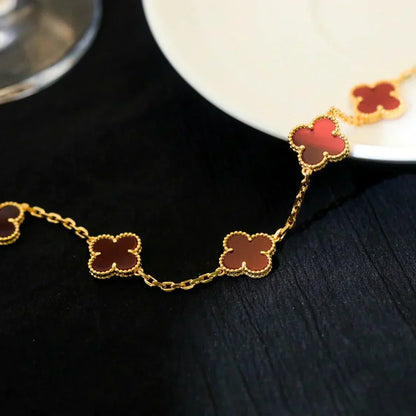 [Ornora Jewelry] CLOVER 5 MOTIF RED CORNELIAN BRACELET COLLECTION