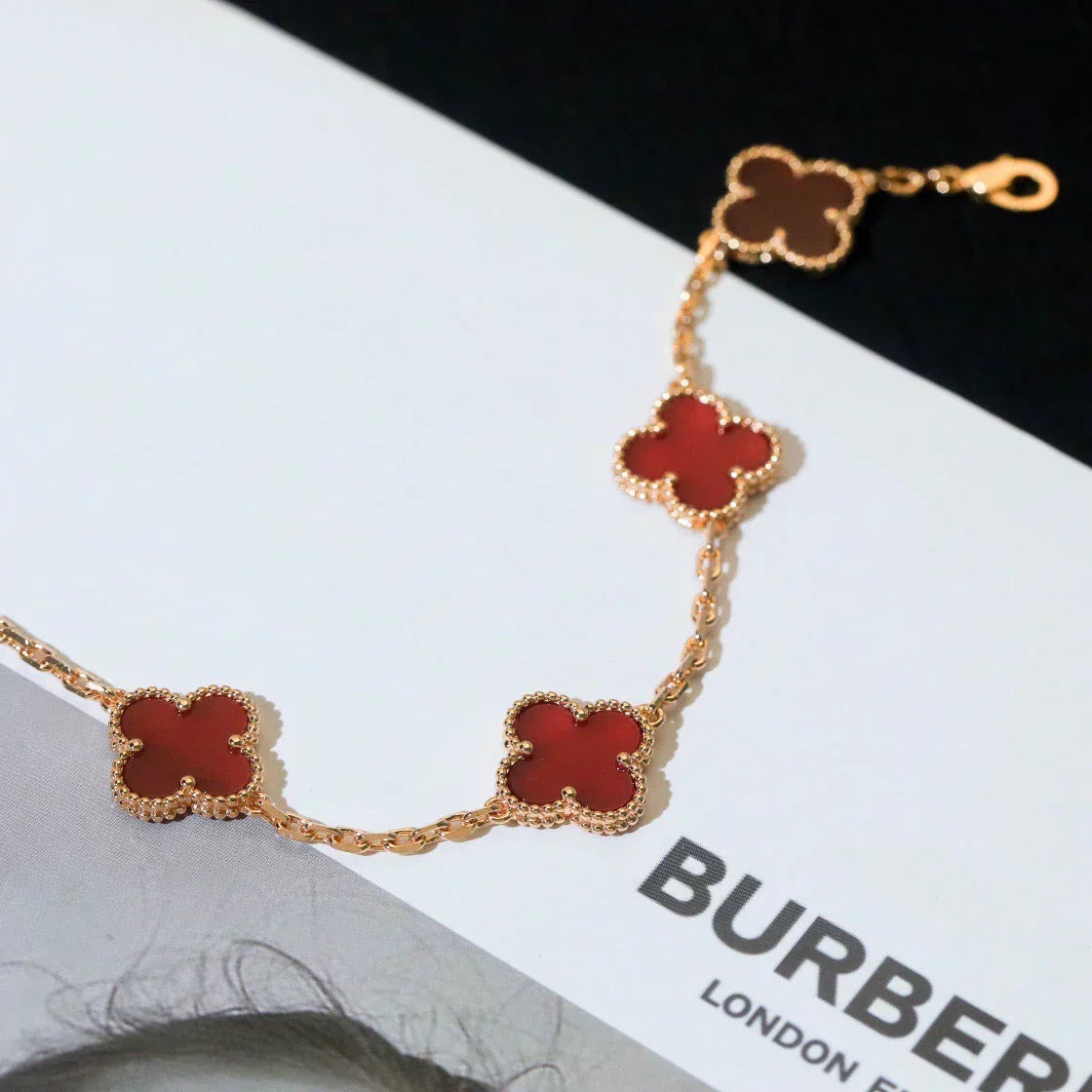 [Ornora Jewelry] CLOVER 5 MOTIF RED CORNELIAN BRACELET COLLECTION