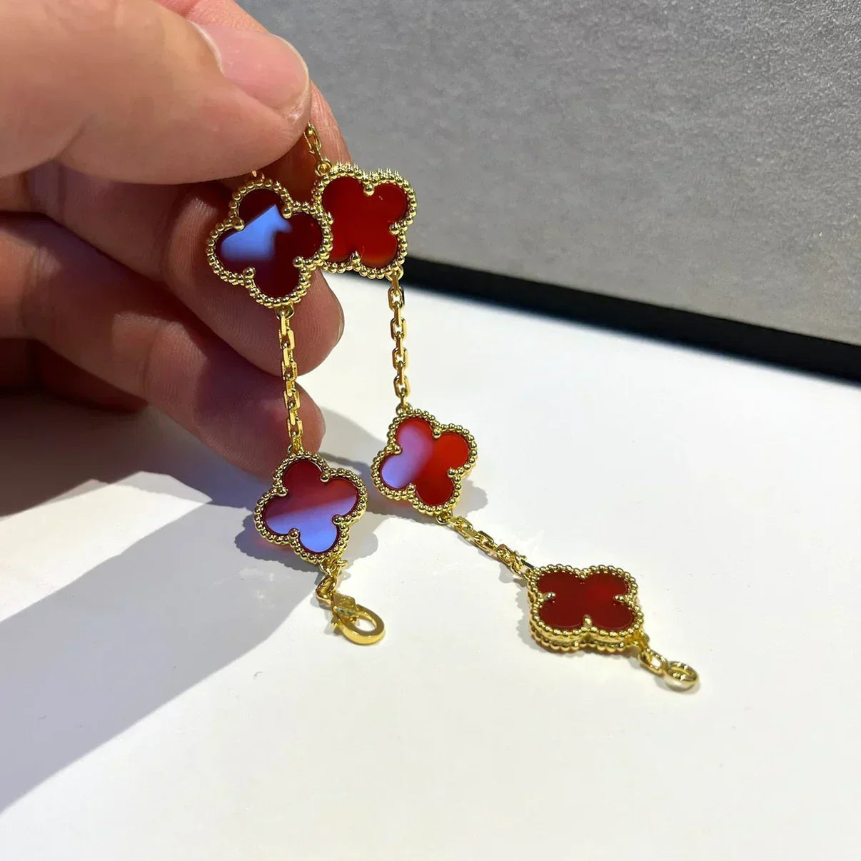 [Ornora Jewelry] CLOVER 5 MOTIF RED CORNELIAN BRACELET COLLECTION