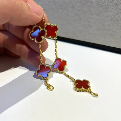 [Ornora Jewelry] CLOVER 5 MOTIF RED CORNELIAN BRACELET COLLECTION
