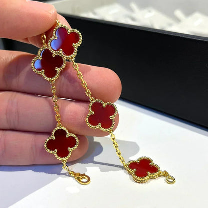 [Ornora Jewelry] CLOVER 5 MOTIF RED CORNELIAN BRACELET COLLECTION