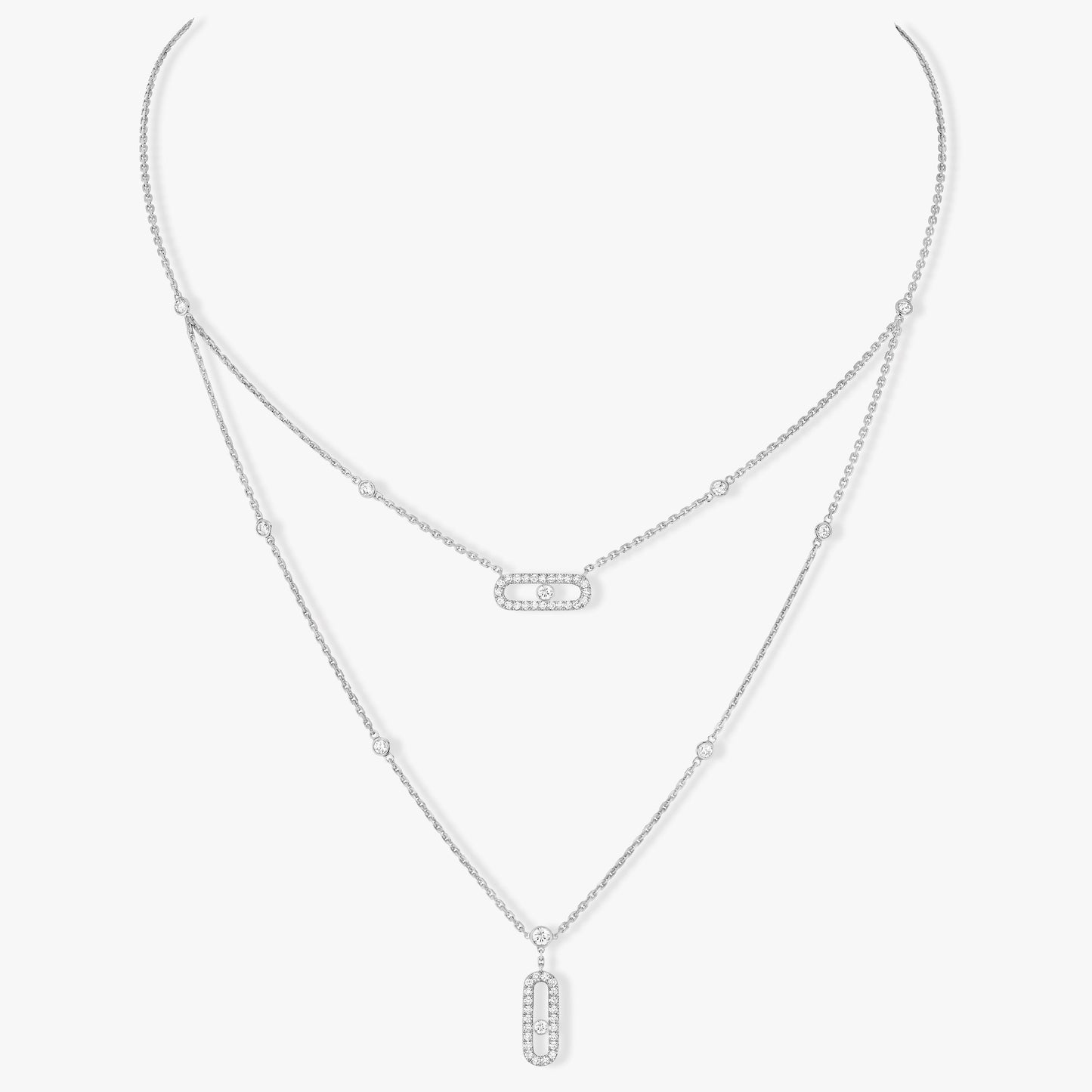 [Ornora Jewelry]MOVE 2 ROW DIAMOND NECKLACE