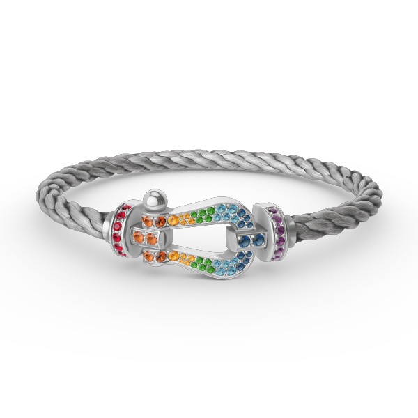 [Ornora Jewelry]FORC LARGE HORSESHOE  COLORED DIAMOND BRACELET SILVER