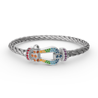 [Ornora Jewelry]FORC LARGE HORSESHOE  COLORED DIAMOND BRACELET SILVER