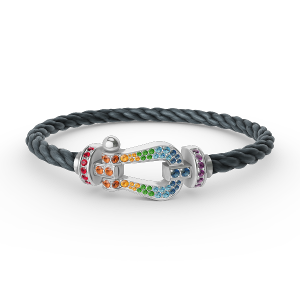 [Ornora Jewelry]FORC LARGE HORSESHOE  COLORED DIAMOND BRACELET SILVER