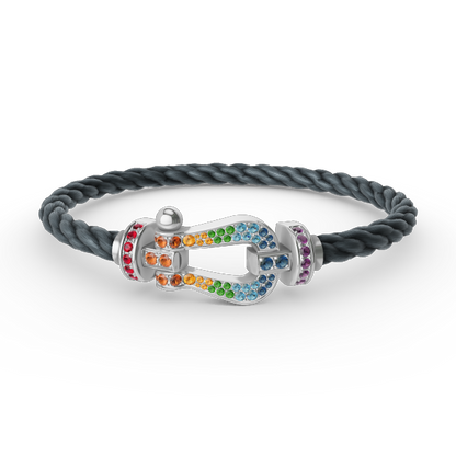 [Ornora Jewelry]FORC LARGE HORSESHOE  COLORED DIAMOND BRACELET SILVER