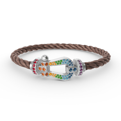 [Ornora Jewelry]FORC LARGE HORSESHOE  COLORED DIAMOND BRACELET SILVER