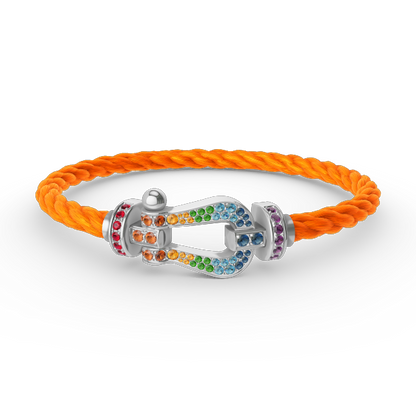 [Ornora Jewelry]FORC LARGE HORSESHOE  COLORED DIAMOND BRACELET SILVER